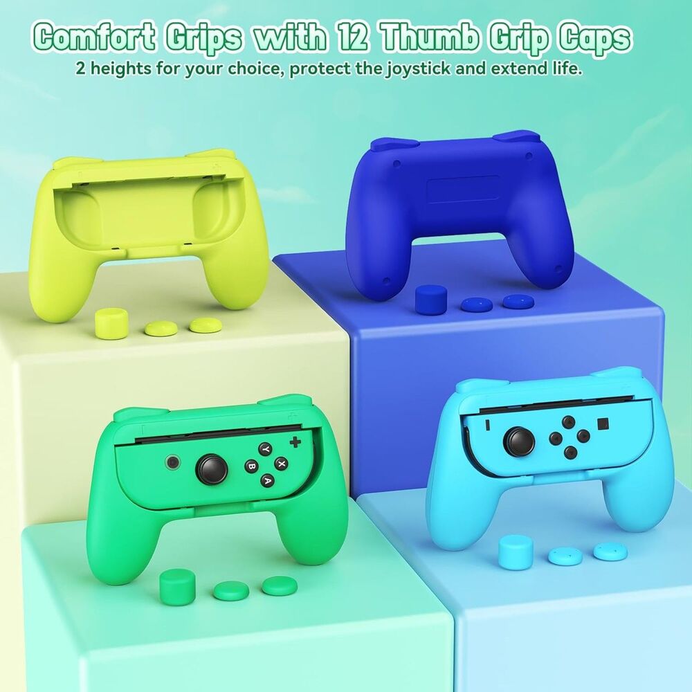 4 Pack Grips Kit Compatible with Nintendo Switch Animal Crossing for Joy Con - Picture 2 of 5